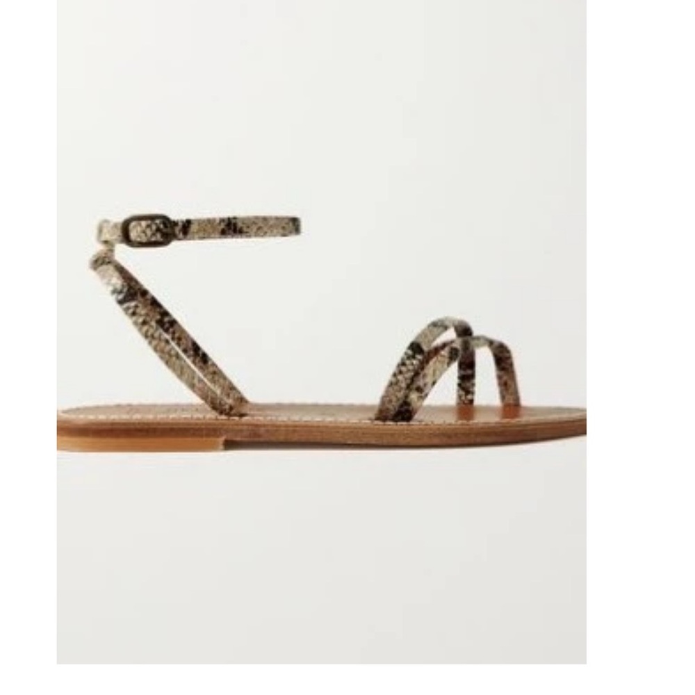 K. Jacques Snakeskin Leather Flat Sandals | Strappy | Size 38 | Net-a-Porter